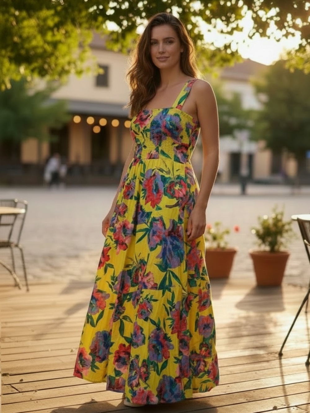 NWT Vince Camuto Floral Maxi Tiered Dress with Smocked Back, Size 1X - Picture 2 of 10